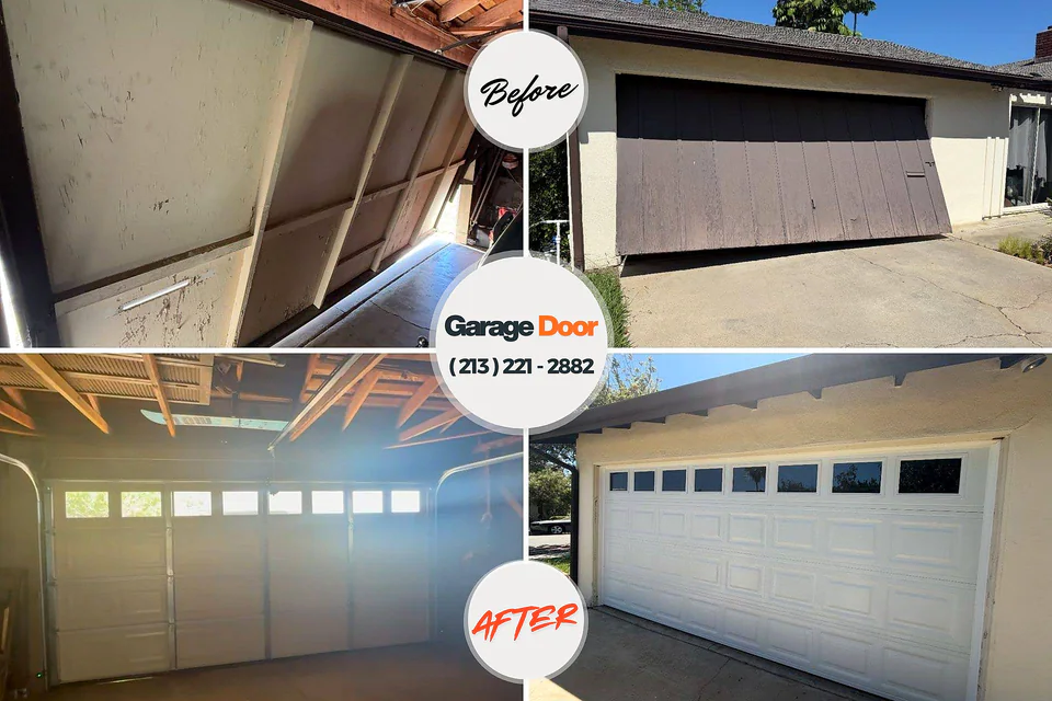 Before and after: garage door repair Smithfield, VA